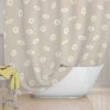 Extra Long Shower Curtain Wtih Boho Beige Fabric And Yellow And White Daisy Print