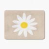 Boho Bath Mat With Beige Daisy Flower Print