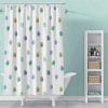 72" x 78" Blue And Green Polka Dot Fabric Curtain For Kids Bathroom
