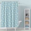 Girls Shower Curtain With Blue Fabric Floral Print