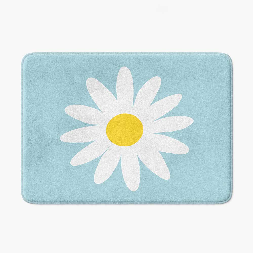 Non Slip Memory Foam Blue Daisy Flower BAth Mat For Kids