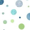 Blue And Green Polka Dot Fabric Shower Curtain For Kids
