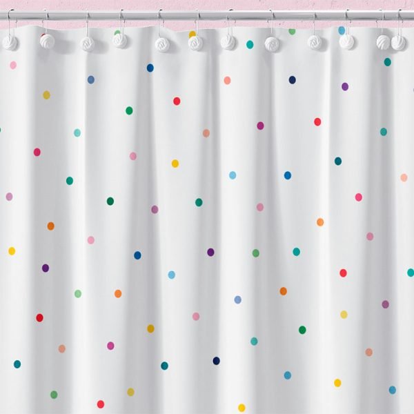 Colorful Polka Dot Shower Curtain For Toddler Bathroom