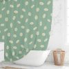 Boho Shower Curtain With Extra Long Size And Green, White And Yellow Daisy Print
