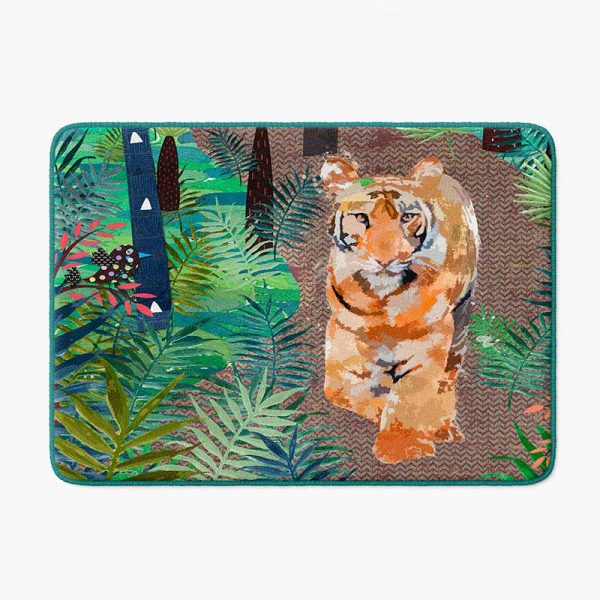 Jungle Bathroom Tiger BAth Mat For Children - Non- slip- mold resistant and Quick drying memory foam