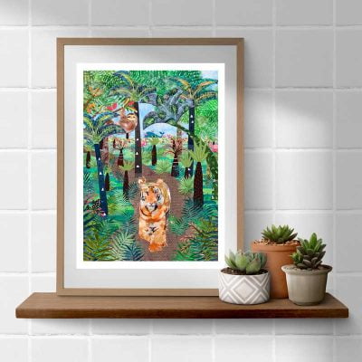 Extra Large Jungle Tiger Bathroom Wall Art Print For Childrens Bathroom Decor