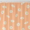 Orange Daisy Floral Fabric Shower Curtain