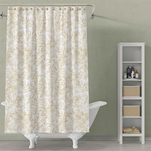 Elegant Beige and White Shower Curtain In Long Lengths