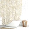 Modern Boho beige watercolor leaves fabric shower curtain