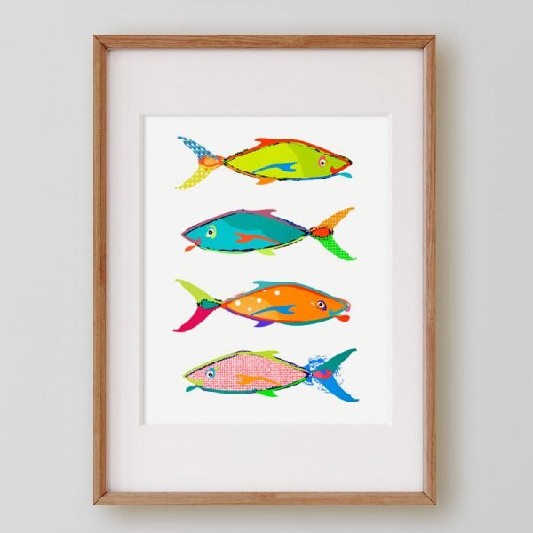 Colorful Fish Bathroom Wall Art