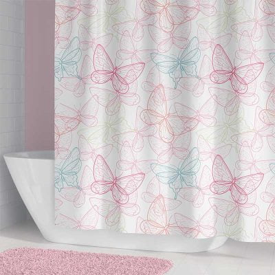 Extra Long Toddler Girls Butterfly Shower Curtain
