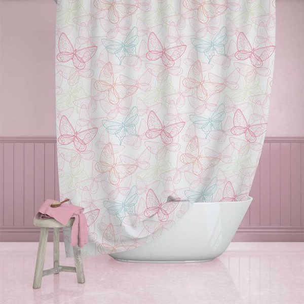 An Elegant Artist Designed Butterfly Shower Curtain For A Childrens Bathroom