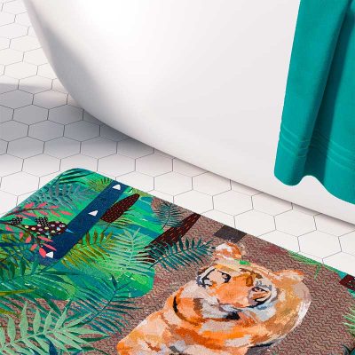 Soft memory Foam mold Resistant, Quick Drying BAthroom Rug With Jungle Tiger Print