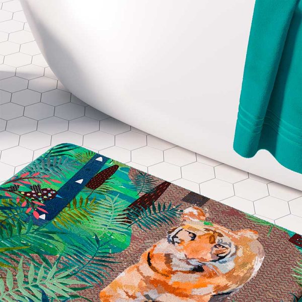 Soft memory Foam mold Resistant, Quick Drying BAthroom Rug With Jungle Tiger Print