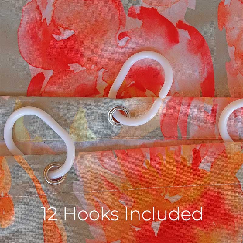 Shower curtain feature: 12 free hooks included with fabric shower curtain