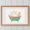 Shared Sibling Above Bath Funny Art Print For children