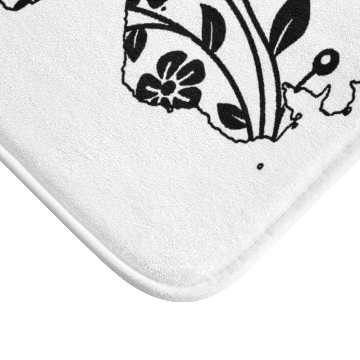 Non Slip, Absorbent, Mold And Mildew Resistant Microfiber Bath Mat For Children's Bathroom With Beautiful Black And White Floral Butterfly Print - Image 5