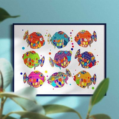 Colorful Fish Painting For Childrens Bathroom