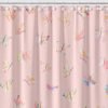 Long Shower Curtain With Watercolor Butterfly Print on Pink Shower Curtain Fabric