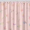 Long Shower Curtain With Watercolor Butterfly Print on Pink Shower Curtain Fabric