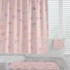 Pink Shower Curtain With Pastel Buterfly Print For Girls Pink Bathroom