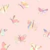 Detail View Of Pink Butterfly Artwork Printed On non-slip bath mat