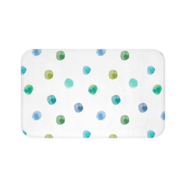 Fun Blue And Green Polka Dot Kids Non-Slip Bath Mat