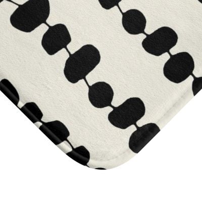 Modern Geometric Non Slip Bath Mat With Artistic Black And Beige Stripes