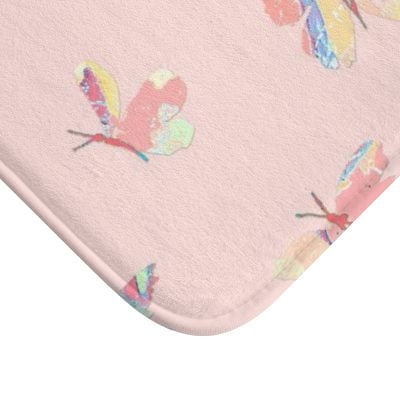 non-slip-absorbant-pink-bath-mat-with-butterfly-print