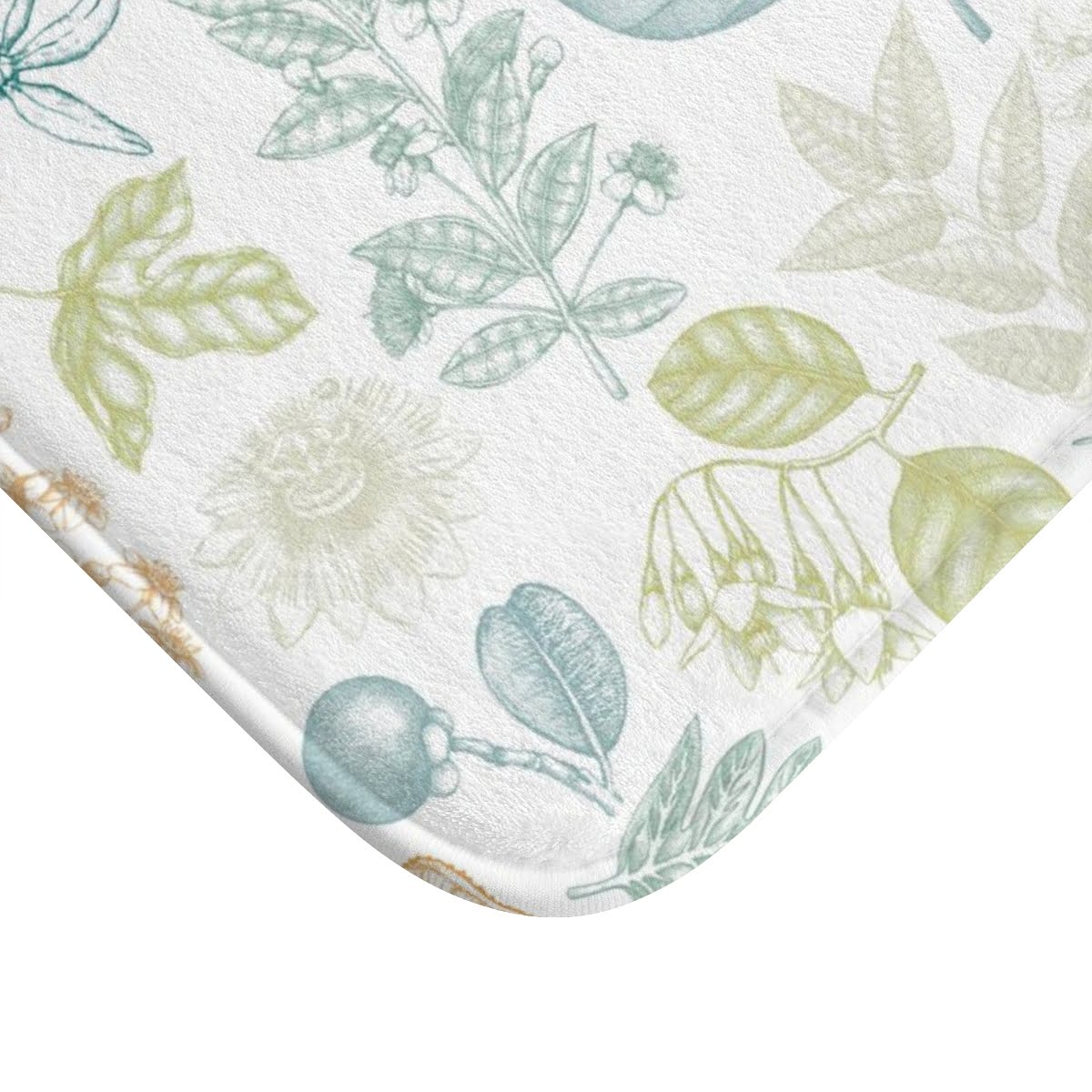Elegant Non-Slip Super Soft And Comfortable Bath Mat With Eco Friendly Artist Designed Botanical Print For Nature Themed Bathroom. Water Absorbant, Mold & Mildew Repellent Washable Microfiber Surface Available in Bath Size 21" x 34" and Basin Size 24" x 17". - Image 6