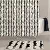 Elegant Striped Shower curtain And bath mat in Black and Beige geometric stripes