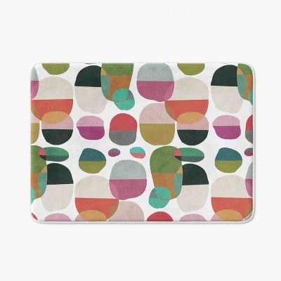 Colorful Geometric Bath mat For Modern Bathroom With Non-slip Back And Absorbent Microfiber surface