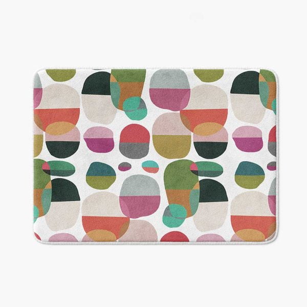 Colorful Geometric Bath mat For Modern Bathroom With Non-slip Back And Absorbent Microfiber surface