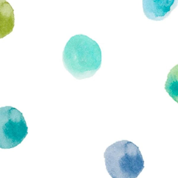 watercolor blue and green polka dot bath mat print