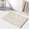 Elegant Beige Bathroom Mat. Comfortable non slip microfiber washable fabric
