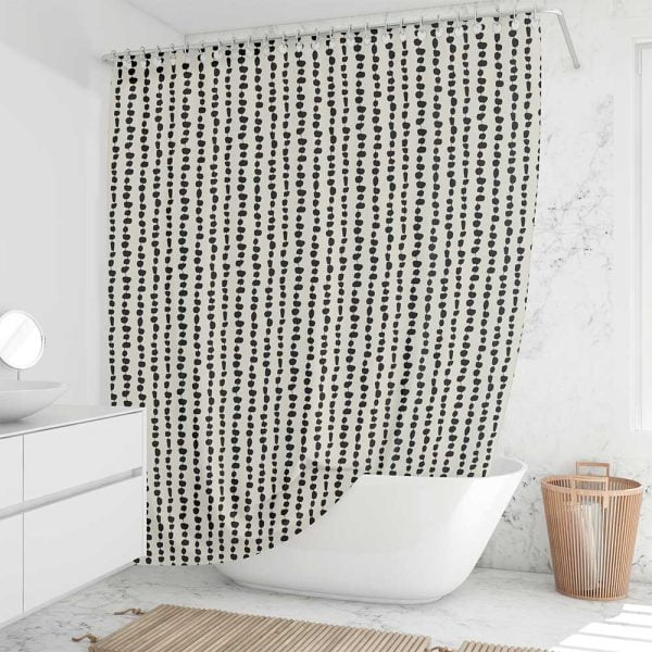 72 x 96 long black and beige striped shower curtain
