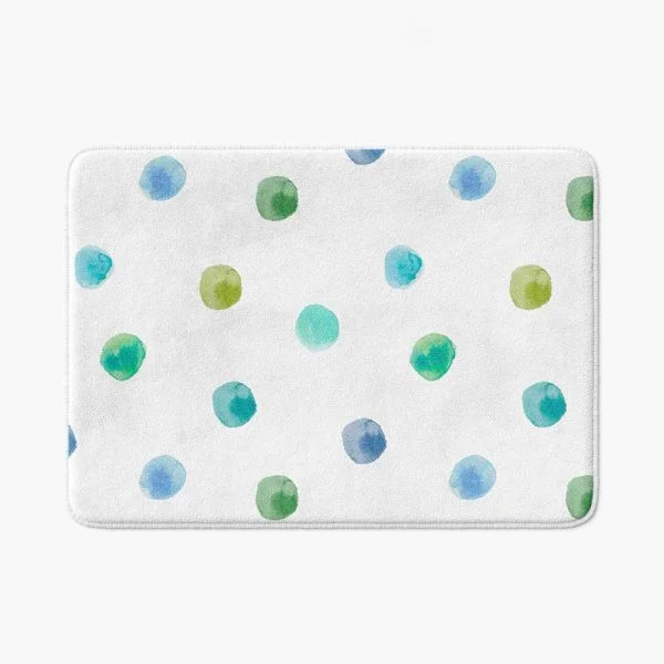 kids-non-slip-bath-mat-blue-green-polka-dots-memory-foam