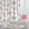 pink animal shower curtain for little girls bathroom