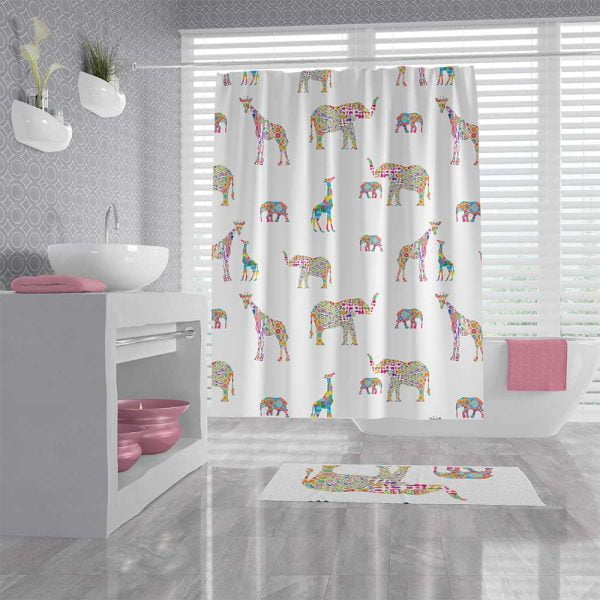 extra long polyester fabric shower curtain for kids bathroom