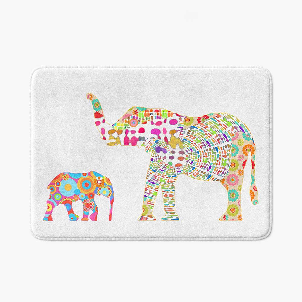 NOn-slip Plush Kids Memory Foam Bathmat With Pink Elephants