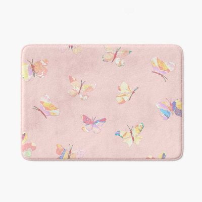 non-slip-absorbant-pink-bath-mat-with-butterfly-print