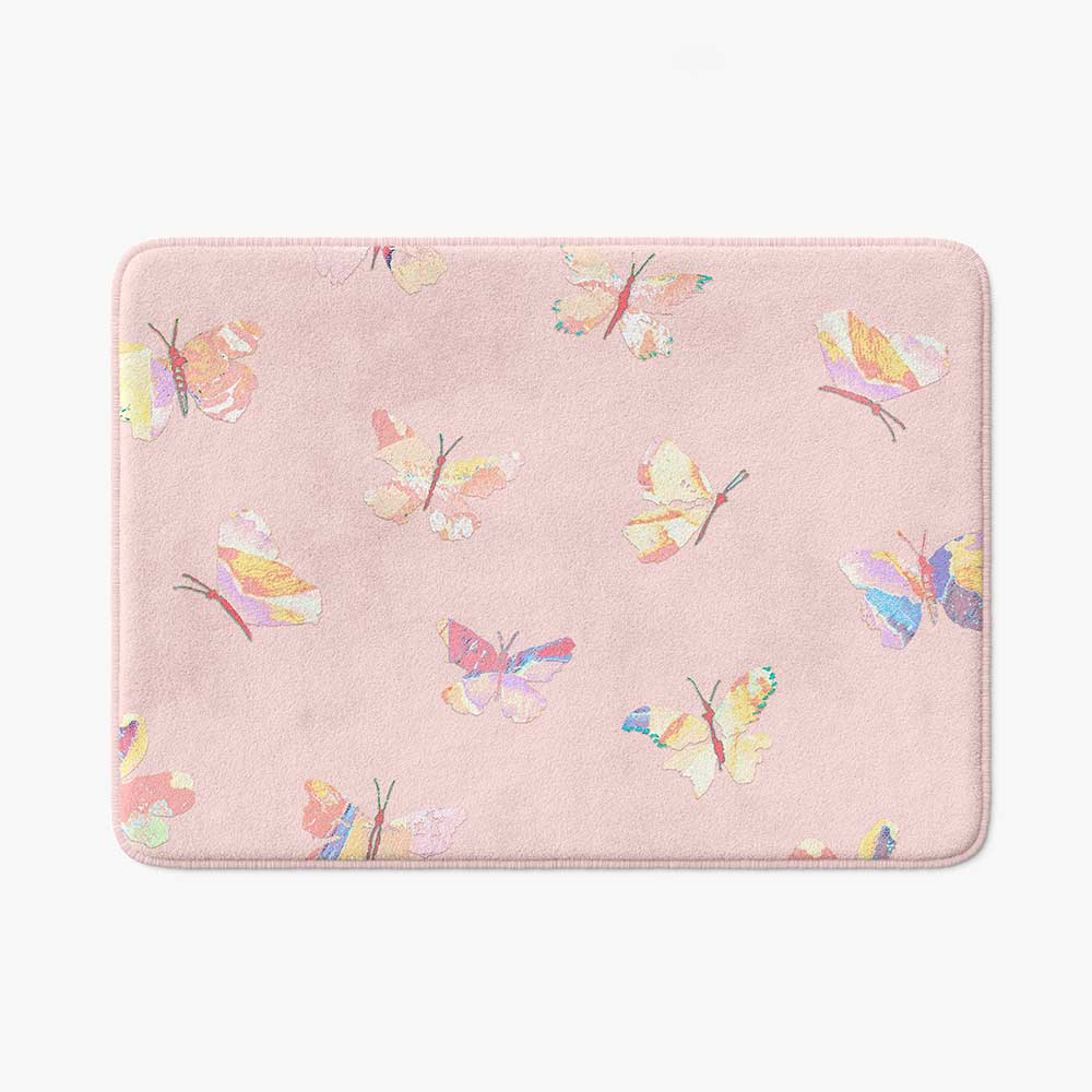 non-slip-absorbant-pink-bath-mat-with-butterfly-print