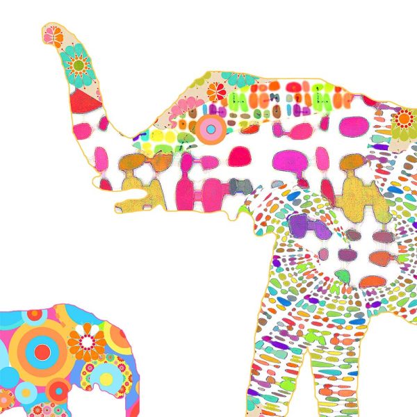Pink Elephant Bath Mat For Girls Bathroom Detailed View Of Print