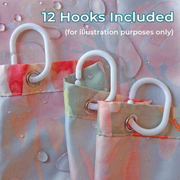 Ozscape Designs Long shower curtains have 12 hooks included with the purchase