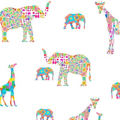 72 x 72 Pink Jungle Animal Shower Curtain For Cute Toddler Girl's Bathroom Decor With Hooks Included - Artist Designed Printed Water Repellent Fabric - No Liner Required