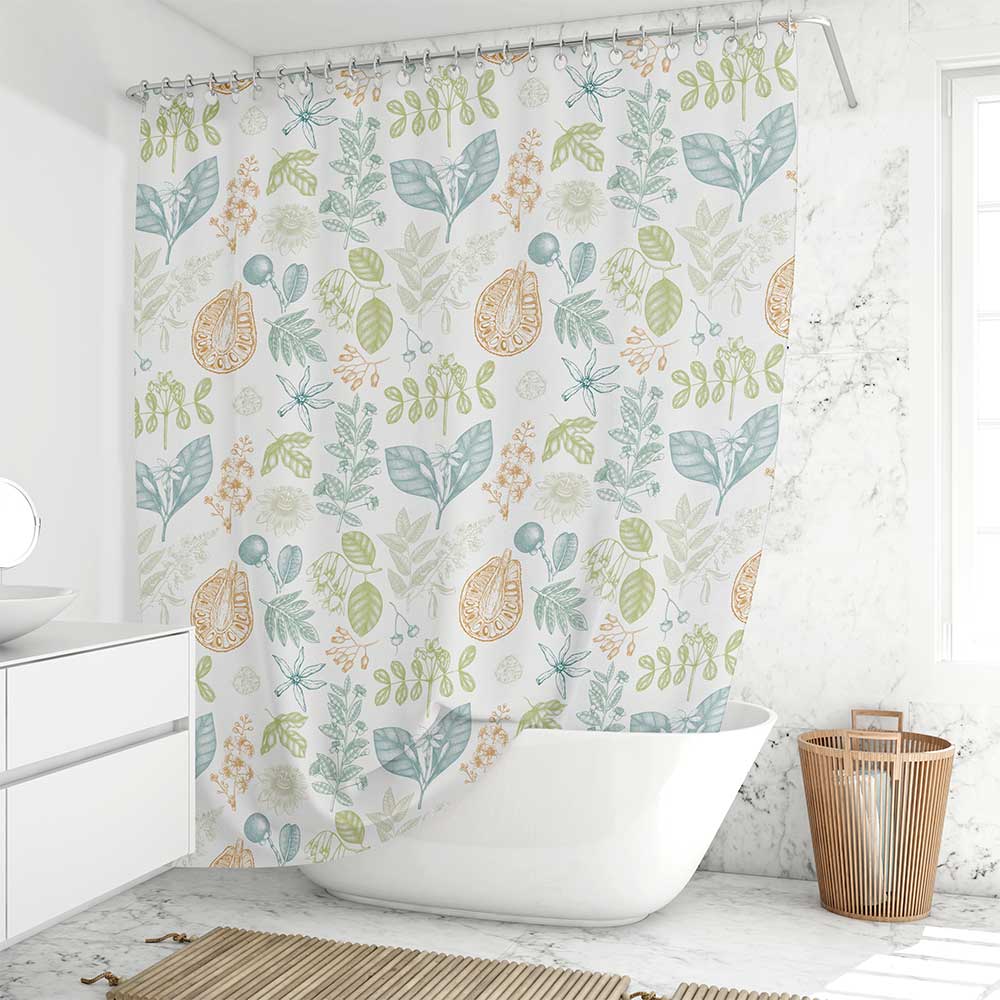 72 x 72 Blue And Green Floral Shower Curtain With Artist Designed Botanical Garden Print - Mold & Mildew, Water Repellent Fabric, Shower Rings & Hooks Included - Image 8