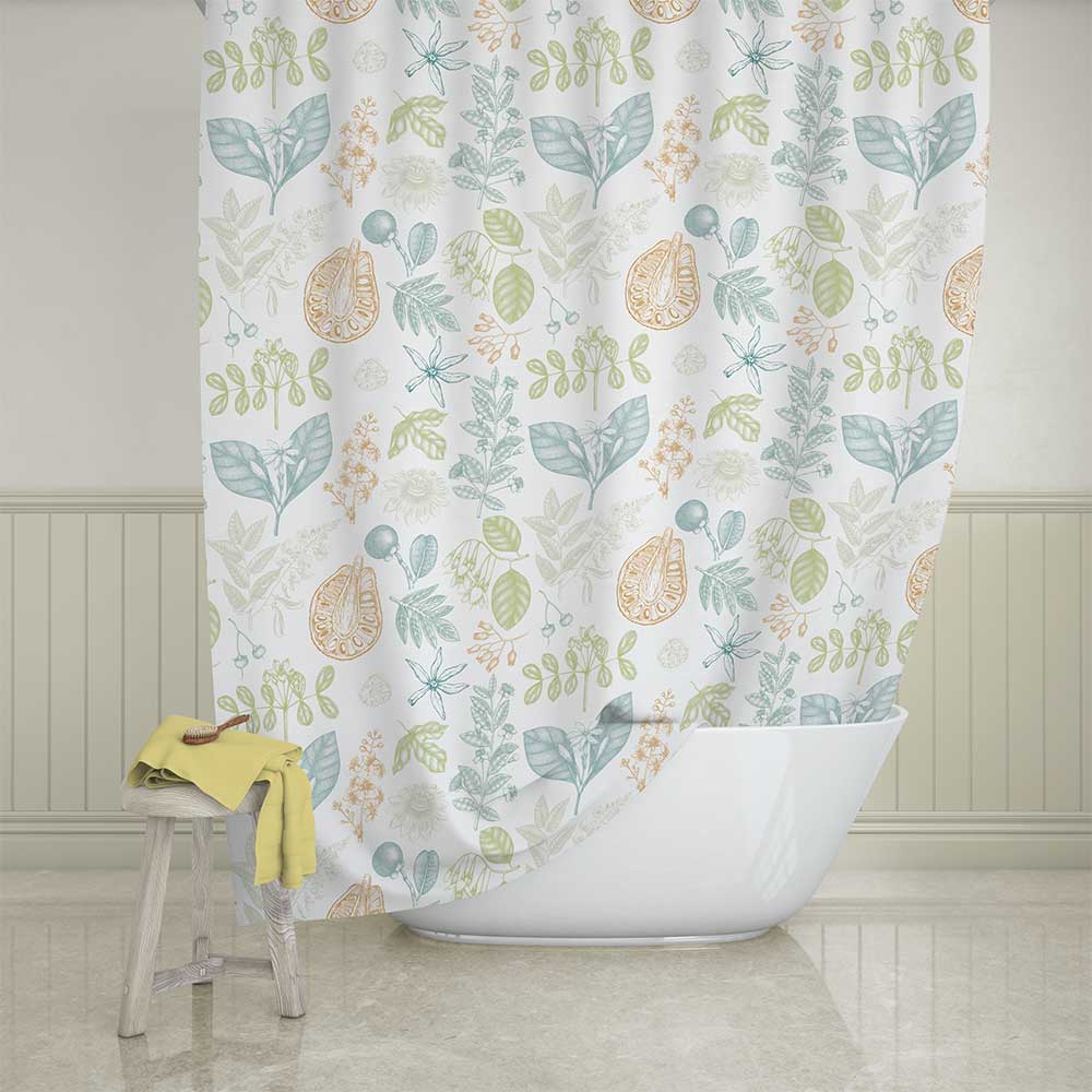 72 x 72 Blue And Green Floral Shower Curtain With Artist Designed Botanical Garden Print - Mold & Mildew, Water Repellent Fabric, Shower Rings & Hooks Included - Image 3