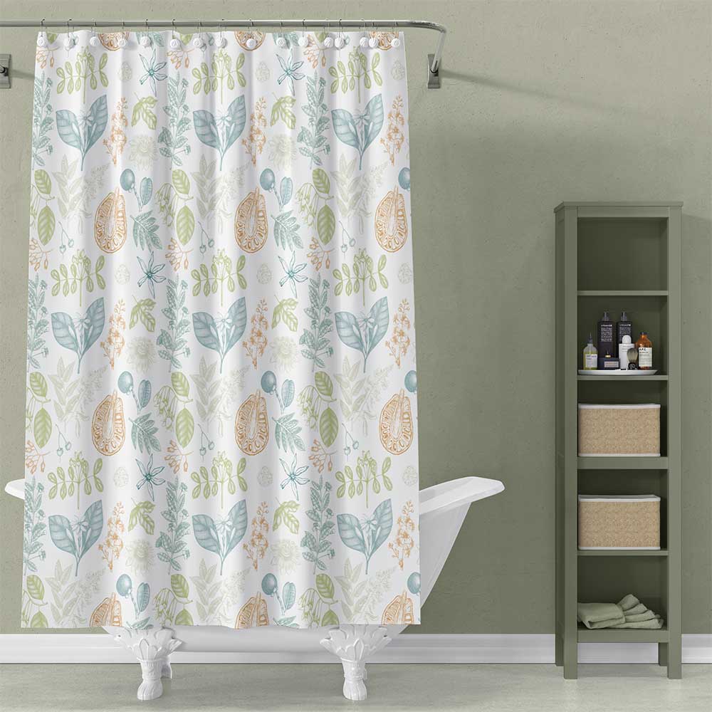 72 x 72 Blue And Green Floral Shower Curtain With Artist Designed Botanical Garden Print - Mold & Mildew, Water Repellent Fabric, Shower Rings & Hooks Included - Image 7