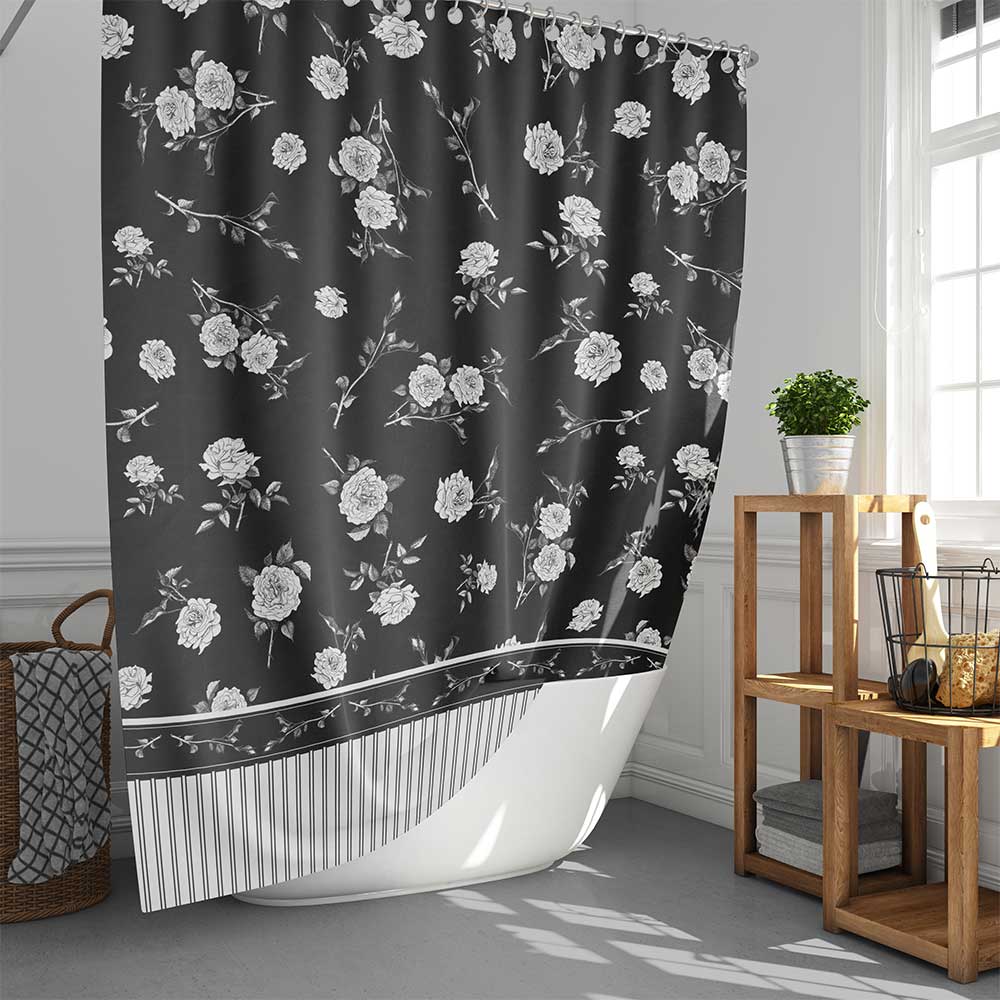Elegant Floral Bathroom Decor - Mold & Mildew Resistant Shower Curtain