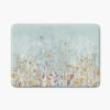 Elegant blue wildflower floral patterned microfiber bath mat with a cottage garden vibe.